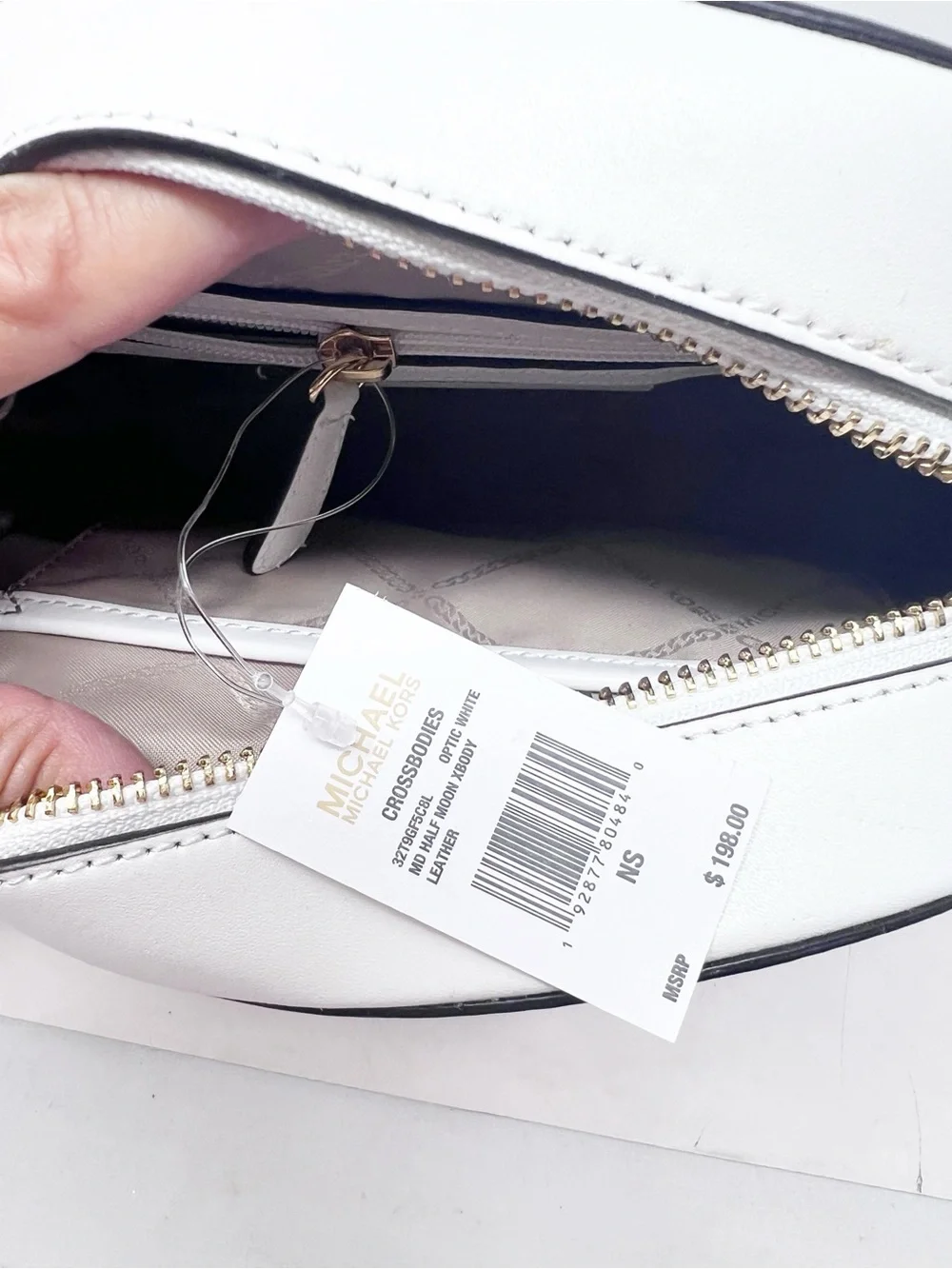 MICHAEL KORS WHITE LEATHER RAINBOW CROSSBODY HALF MOON PURSE NWT